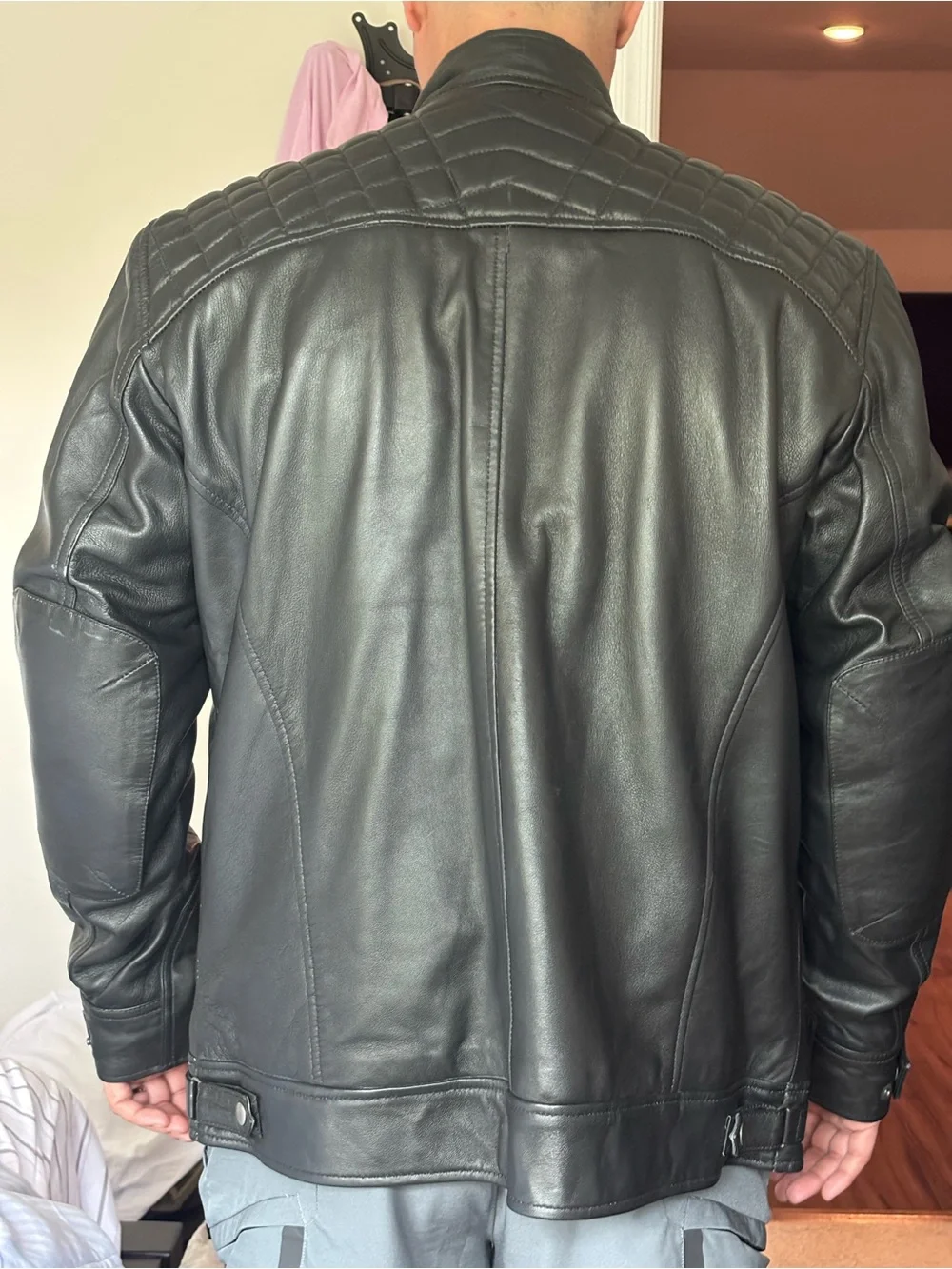 Men's Black Leather Moto Jacket